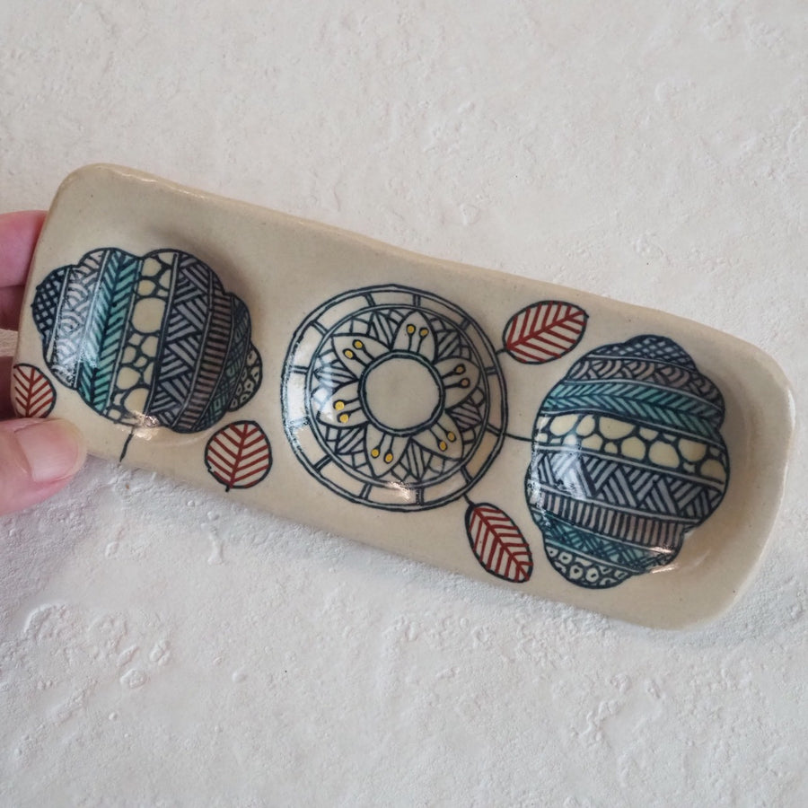 作家　加藤喜道　三彩皿　小　E