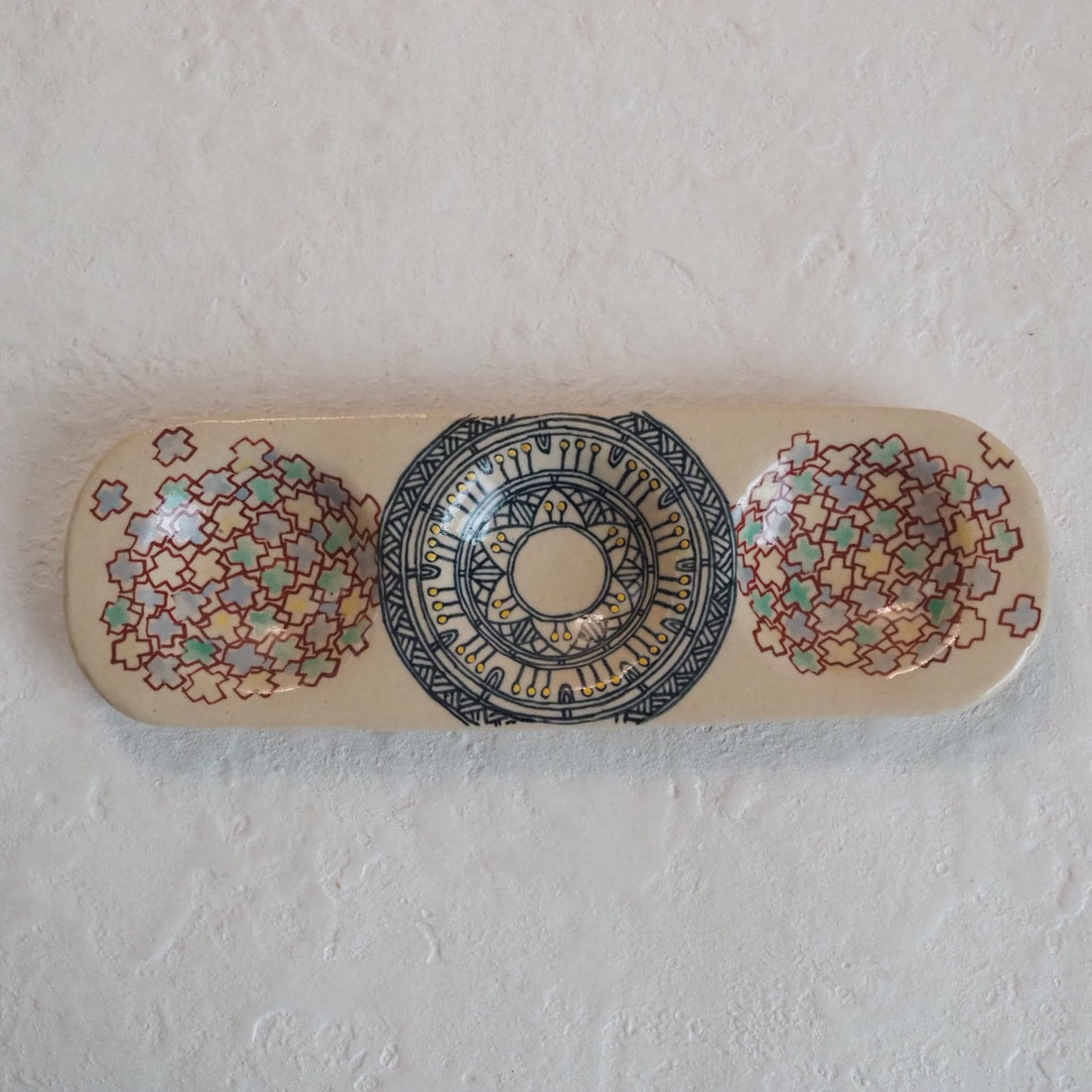 作家　加藤喜道　三彩皿　大　F