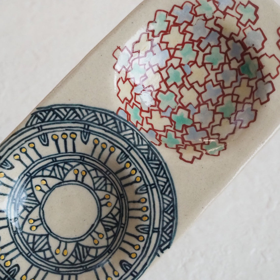 作家　加藤喜道　三彩皿　大　F