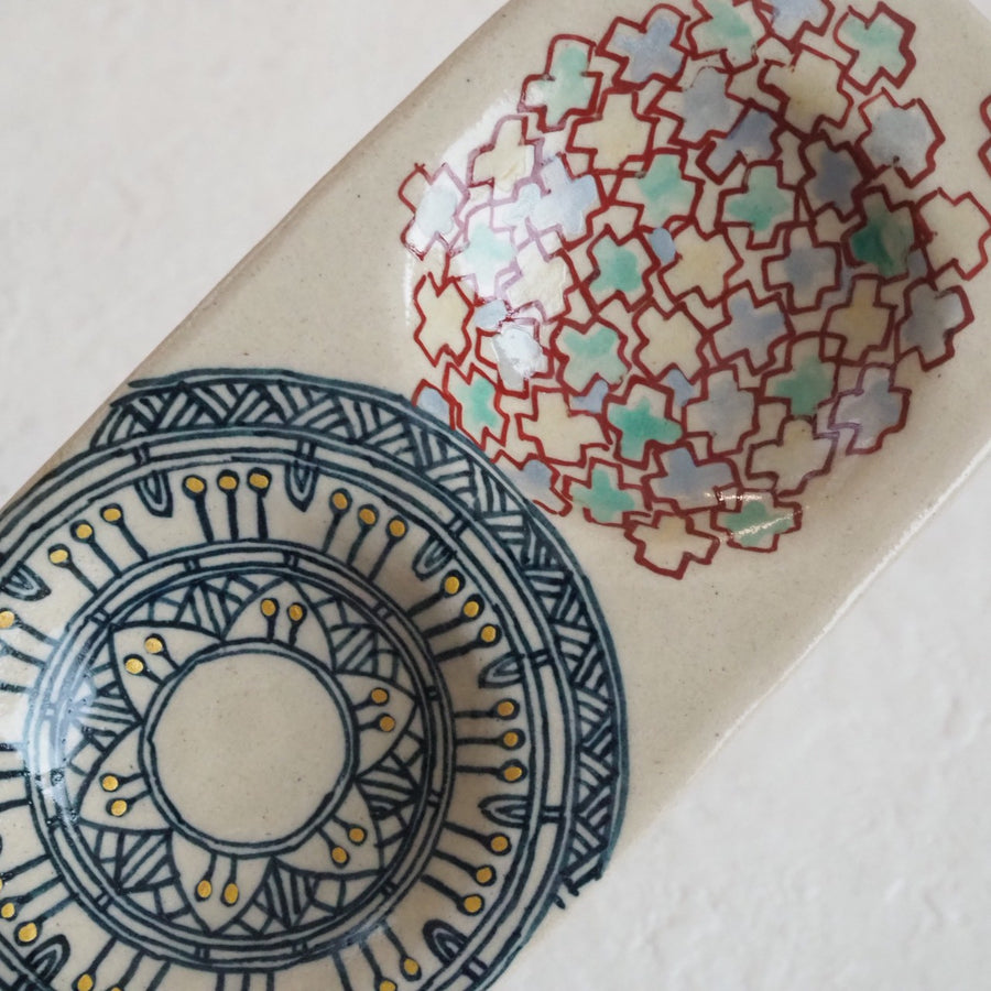 作家　加藤喜道　三彩皿　大　F