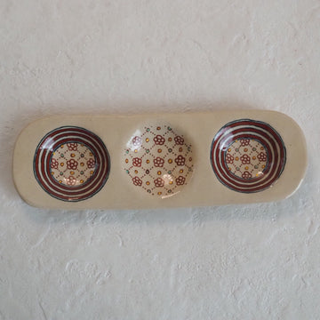 作家　加藤喜道　三彩皿　大　G