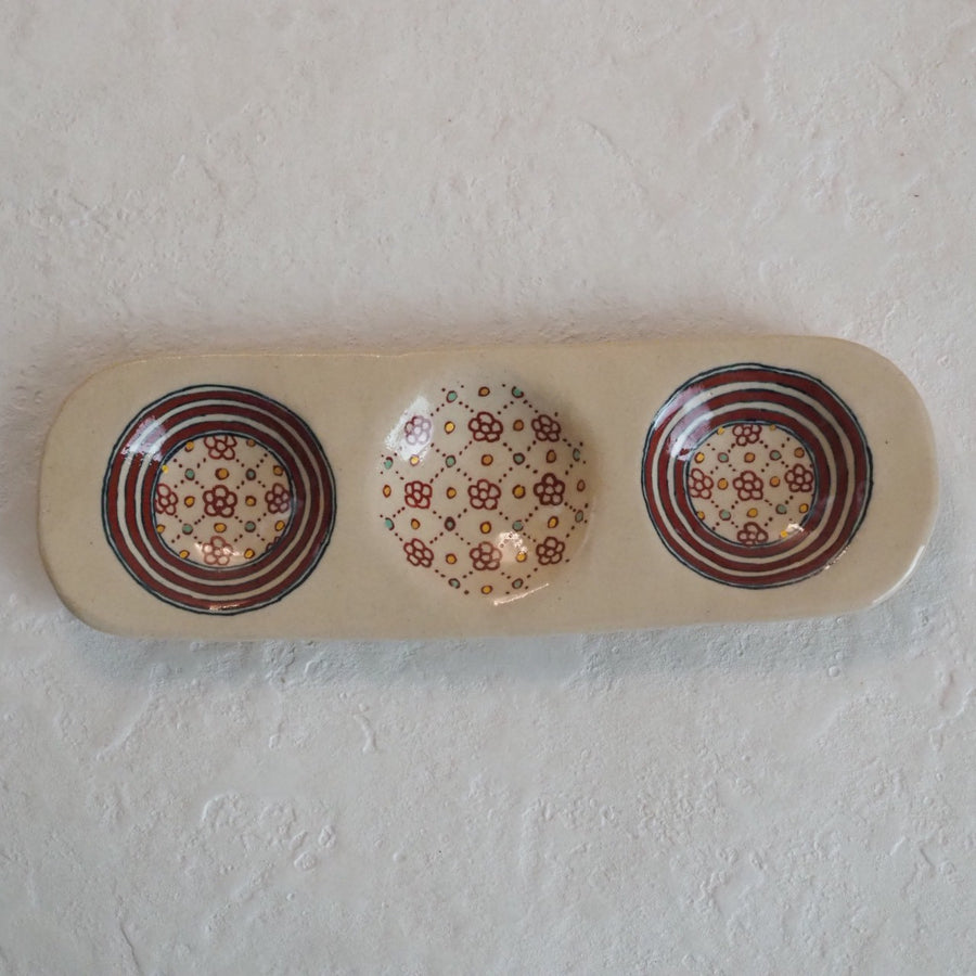 作家　加藤喜道　三彩皿　大　G