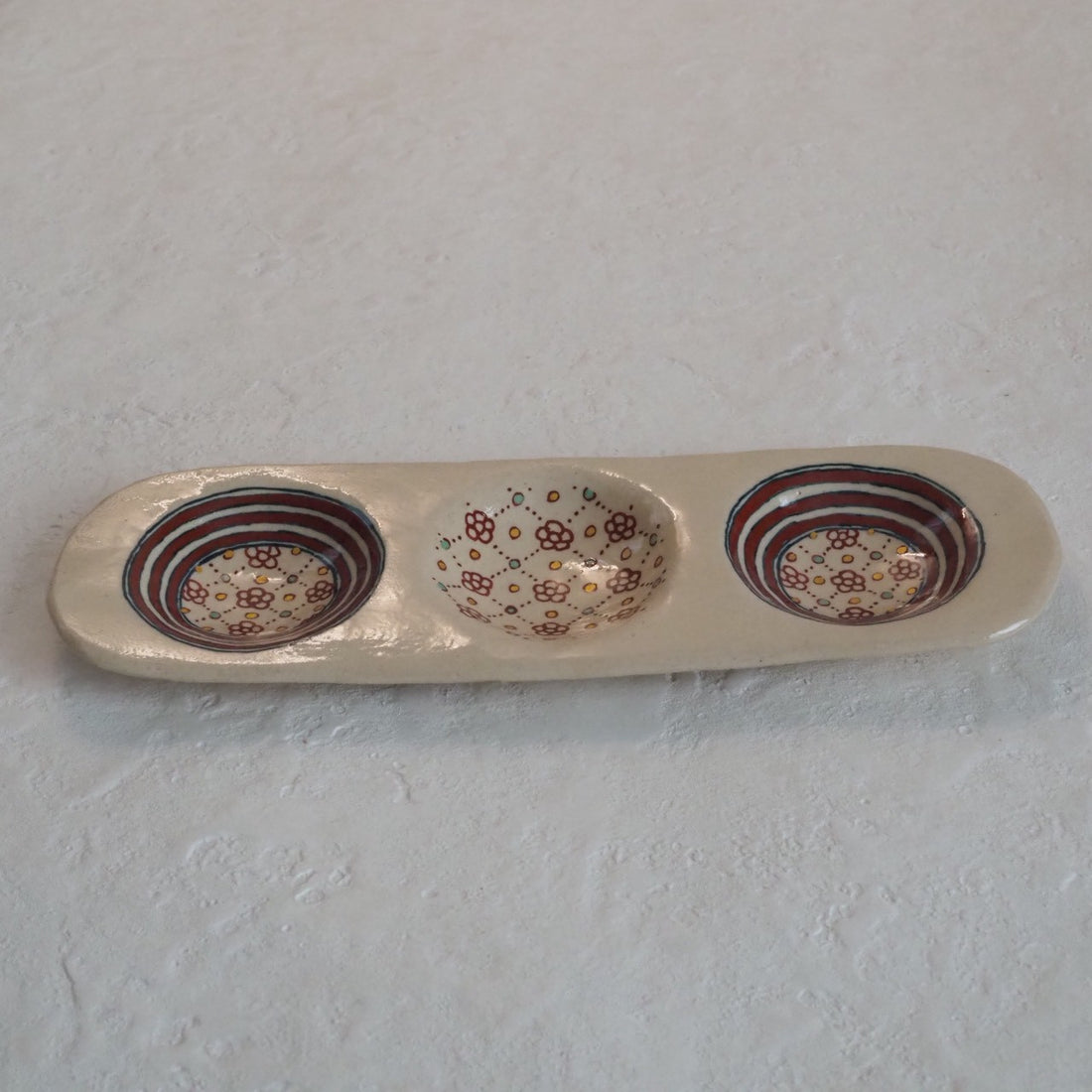 作家　加藤喜道　三彩皿　大　G