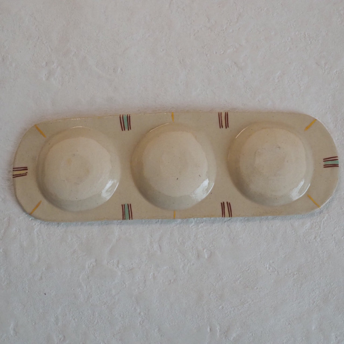 作家　加藤喜道　三彩皿　大　G