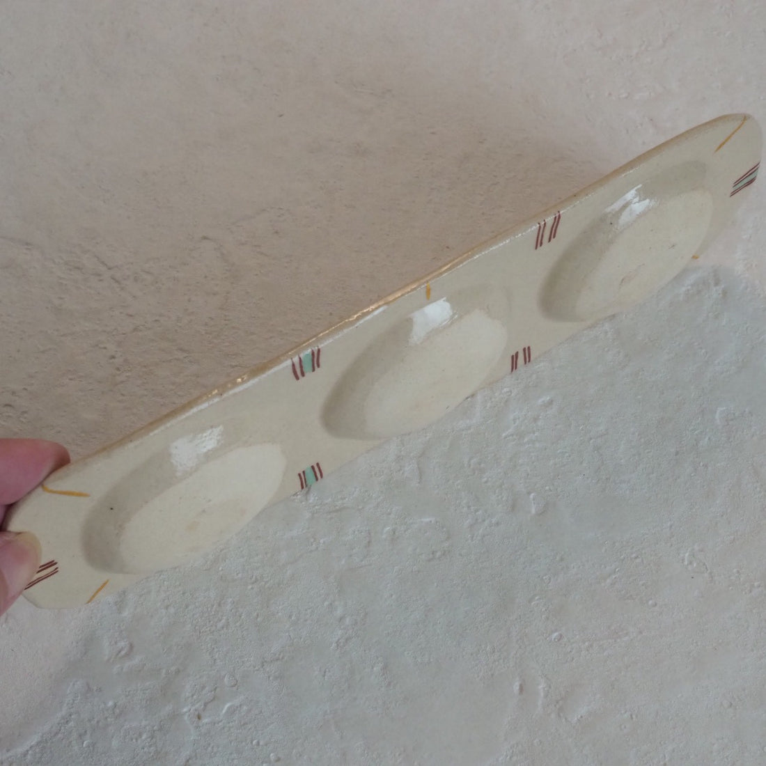 作家　加藤喜道　三彩皿　大　G