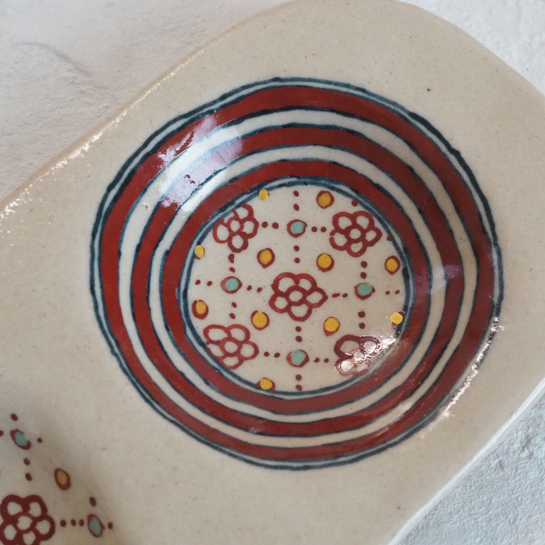 作家　加藤喜道　三彩皿　大　G