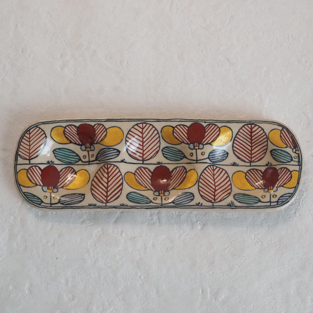 作家　加藤喜道　三彩皿　大　H