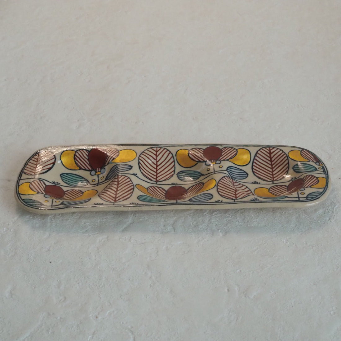 作家　加藤喜道　三彩皿　大　H