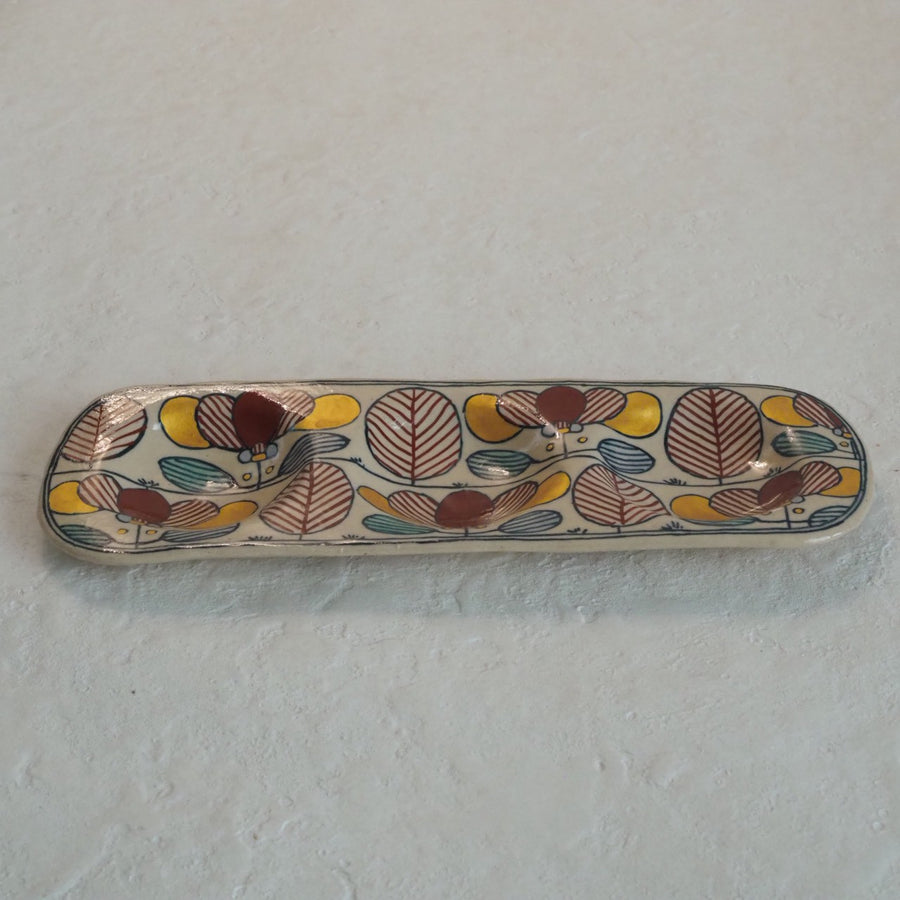 作家　加藤喜道　三彩皿　大　H