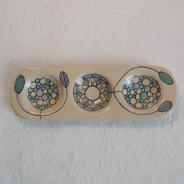 作家　加藤喜道　三彩皿　大　I