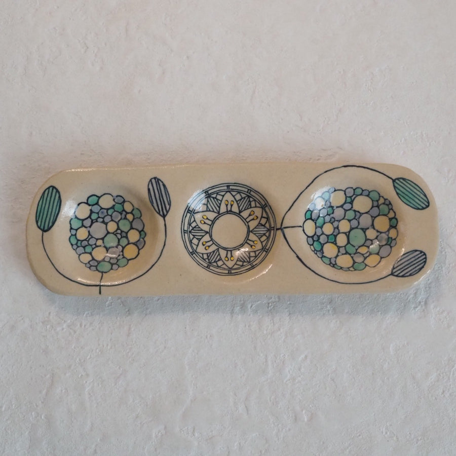 作家　加藤喜道　三彩皿　大　I