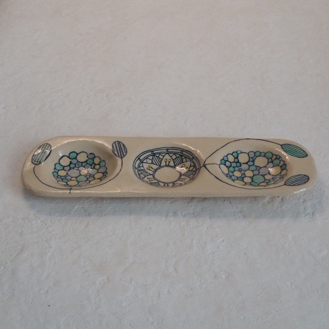 作家　加藤喜道　三彩皿　大　I