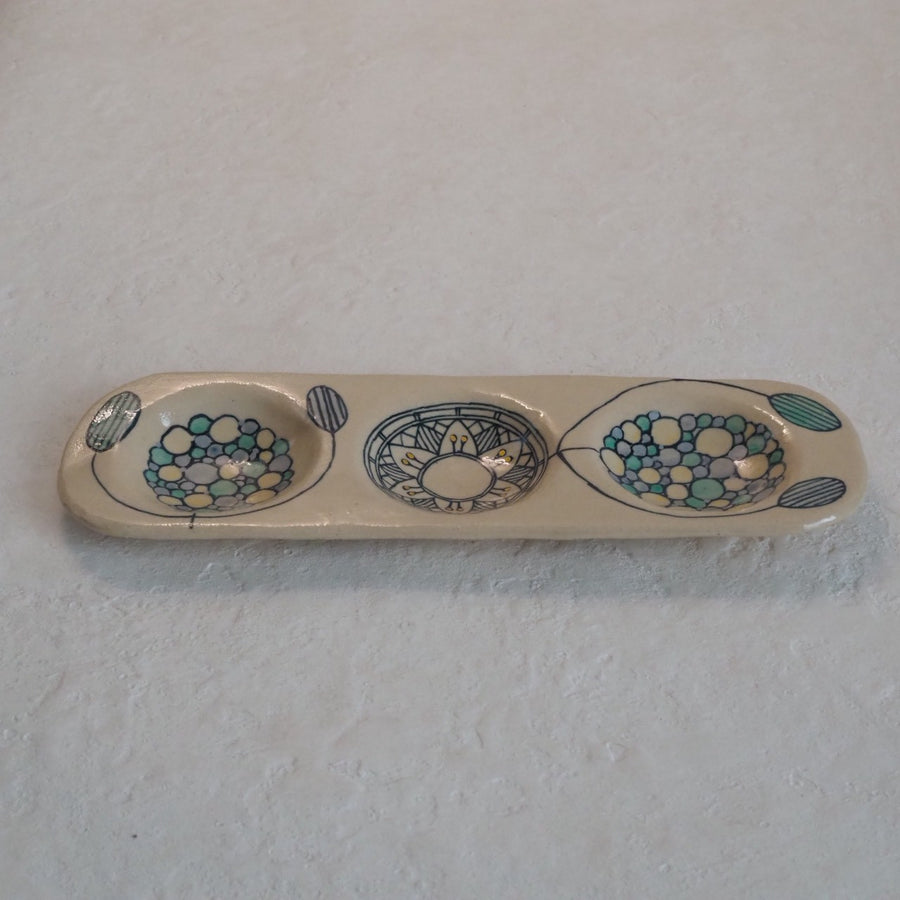 作家　加藤喜道　三彩皿　大　I