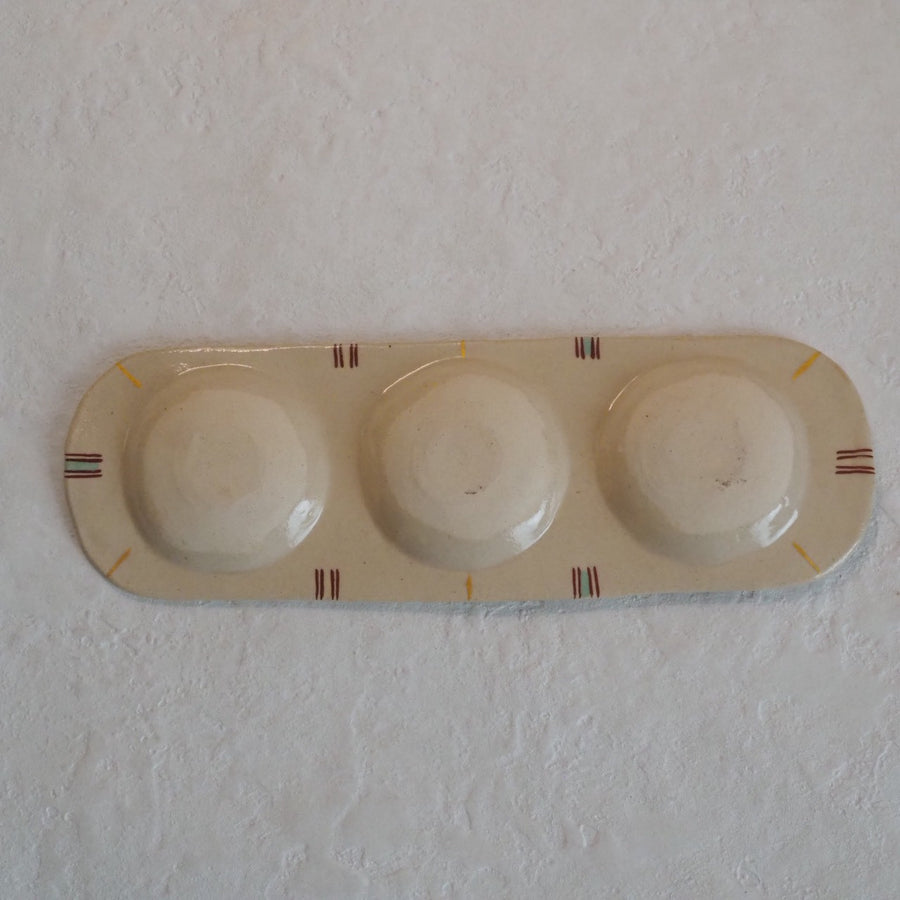 作家　加藤喜道　三彩皿　大　I