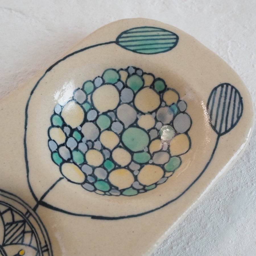 作家　加藤喜道　三彩皿　大　I