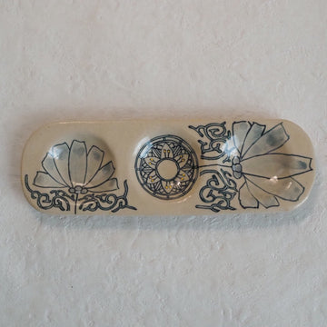 作家　加藤喜道　三彩皿　大　L