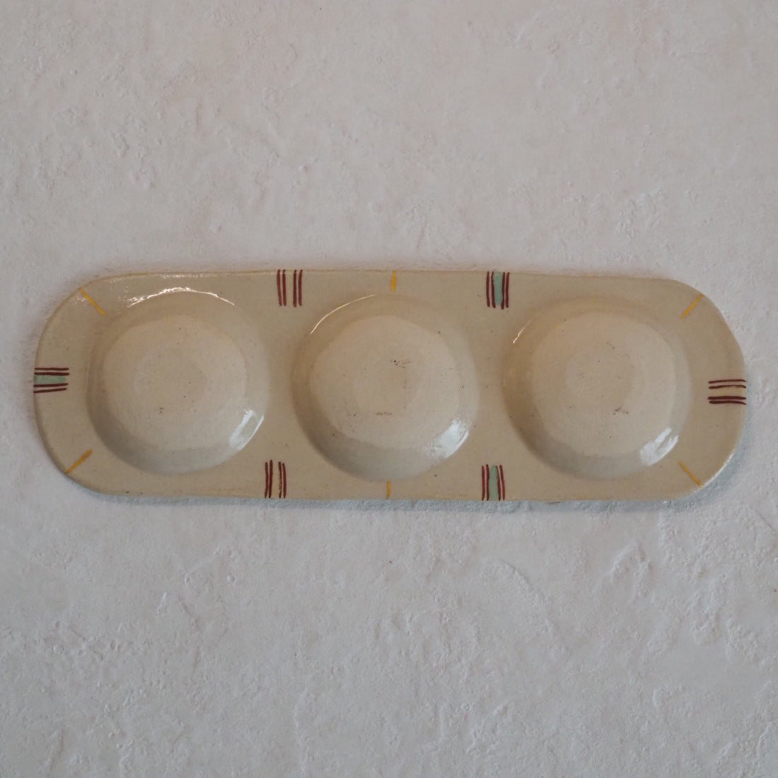 作家　加藤喜道　三彩皿　大　L