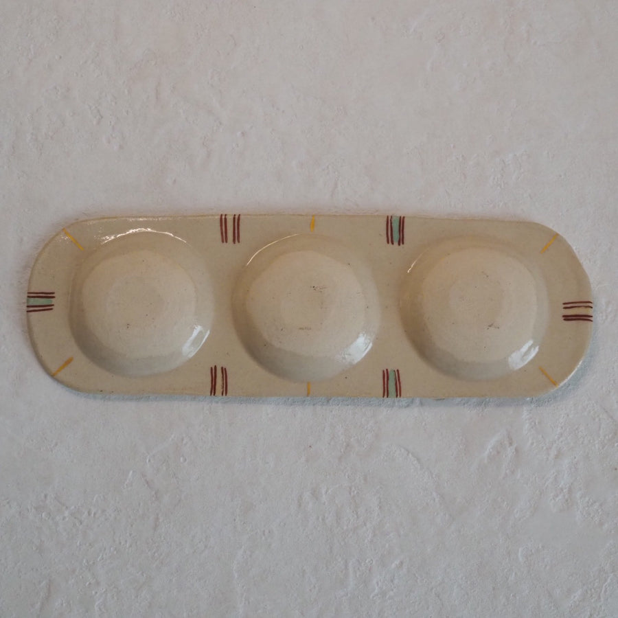 作家　加藤喜道　三彩皿　大　L