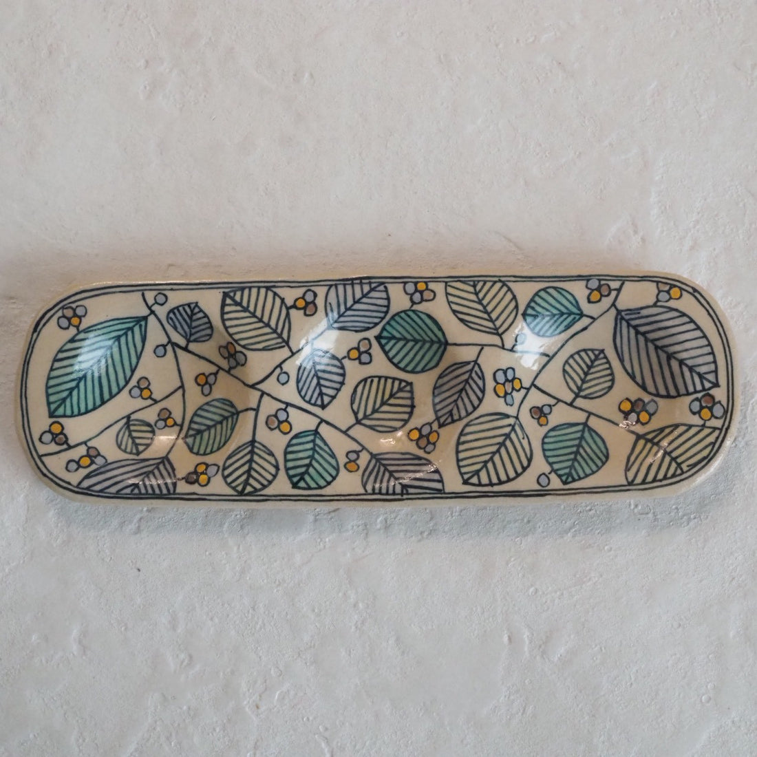 作家　加藤喜道　三彩皿　大　Ｎ