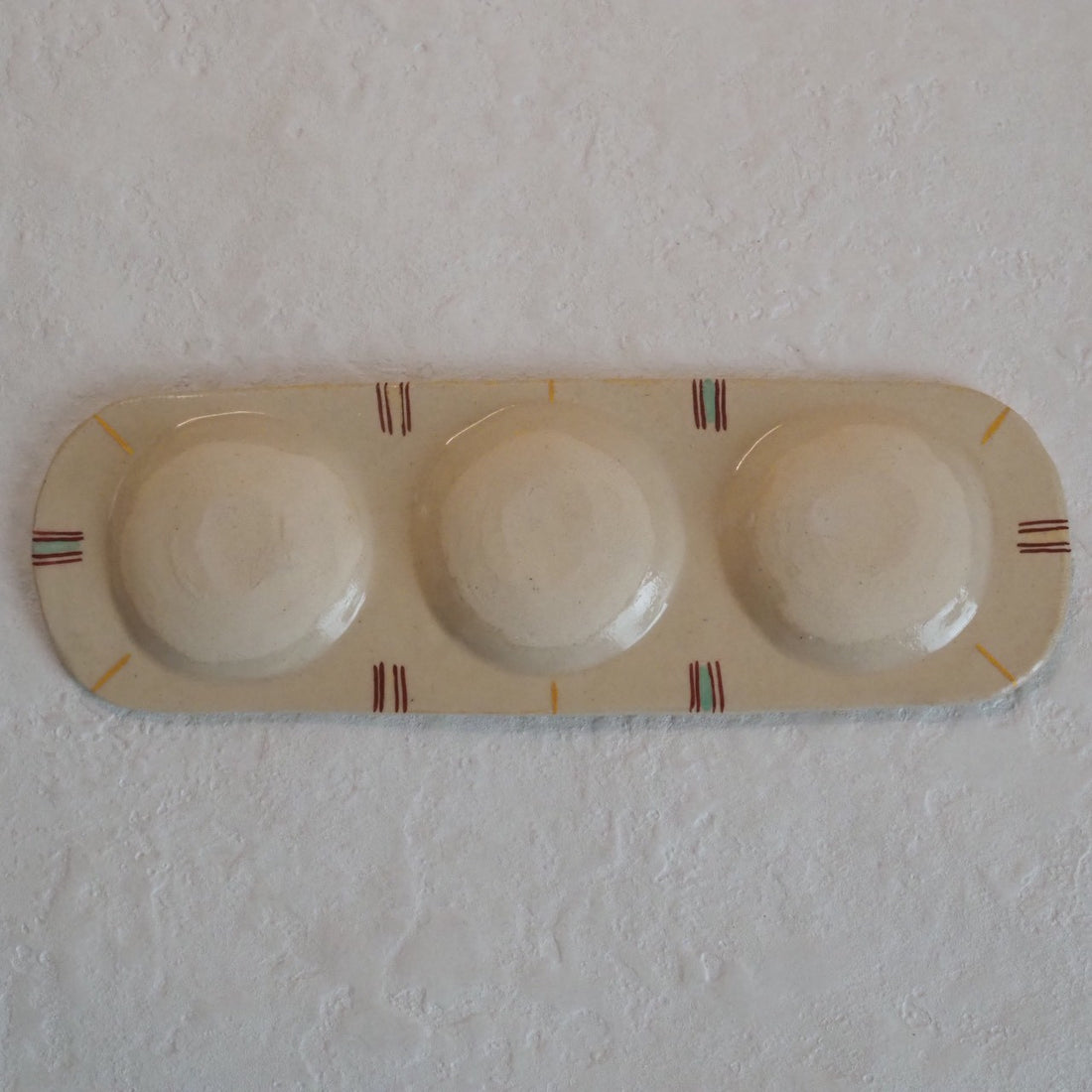 作家　加藤喜道　三彩皿　大　Ｎ