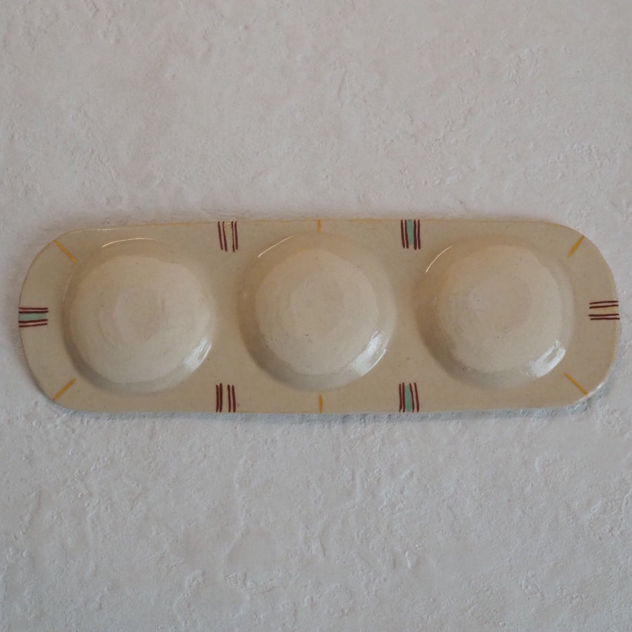 作家　加藤喜道　三彩皿　大　Ｎ