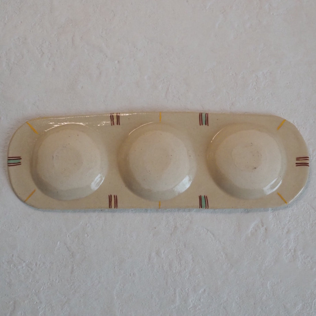 作家　加藤喜道　三彩皿　大　Ｏ