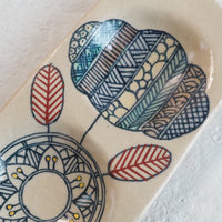 作家　加藤喜道　三彩皿　大　Ｏ