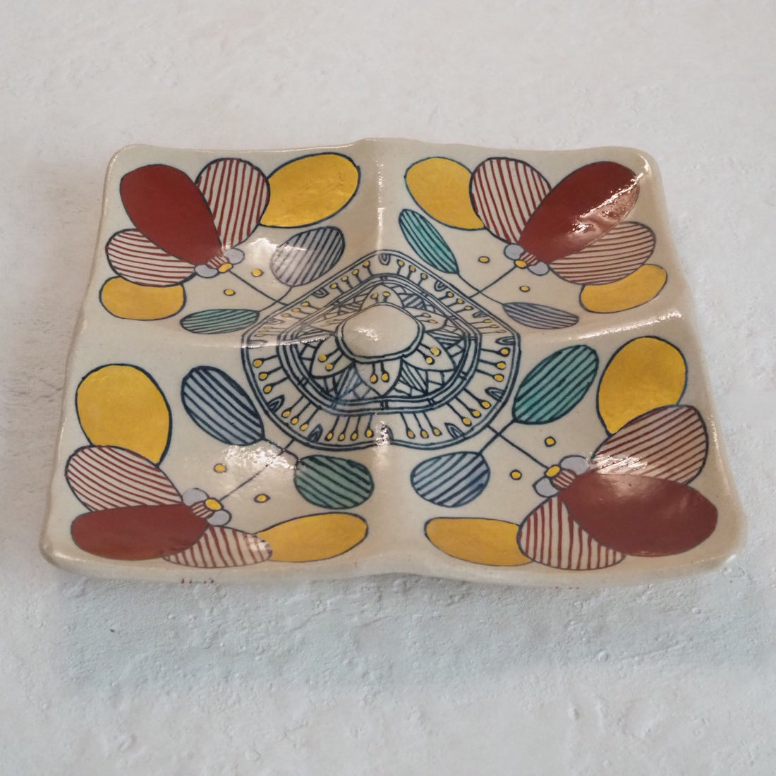 作家　加藤喜道　四彩皿　E