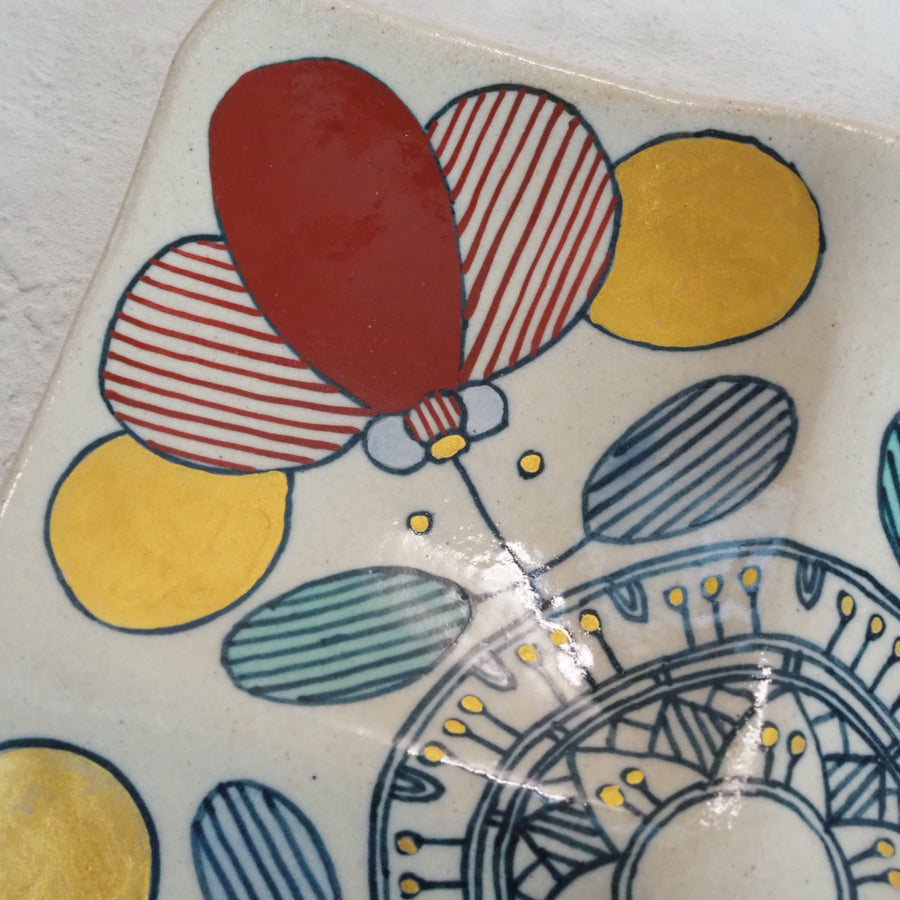 作家　加藤喜道　四彩皿　E