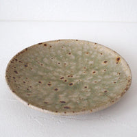 作家　中村哲雄　ヒビ緑釉　平皿（17cm）