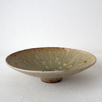作家　中村哲雄　ヒビ緑釉　浅鉢（7寸）