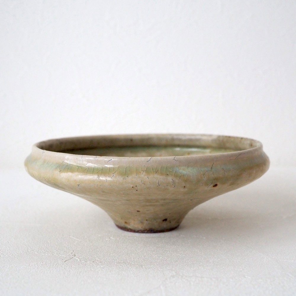 作家　中村哲雄　淡緑　丸縁鉢（6寸）