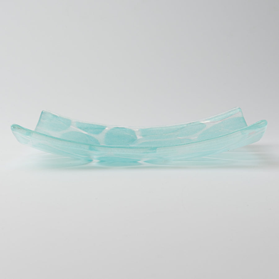 グラスアート藍　minasoko　角皿　14.5cm(ターコイズ) グラスアート藍 琉球ガラス