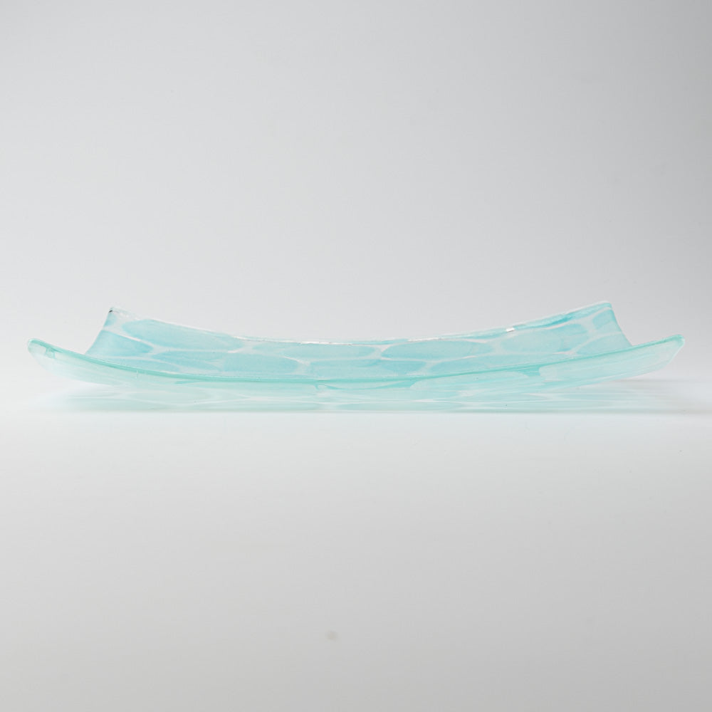 グラスアート藍　minasoko　角皿　19.5cm(ターコイズ) グラスアート藍 琉球ガラス