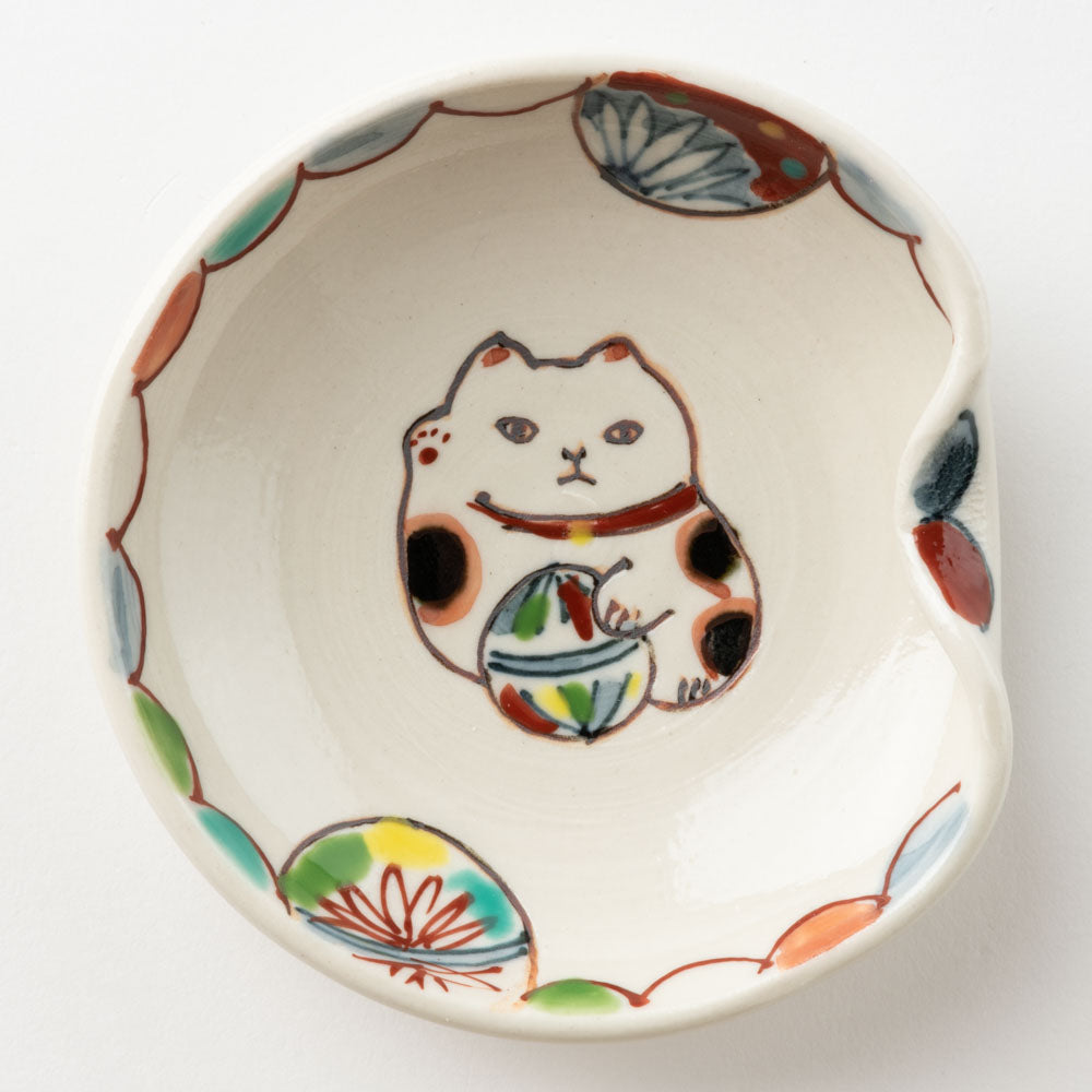 作家　大場紀穂子　招き猫豆皿兼箸置き 作家　大場紀穂子 陶磁器作家もの