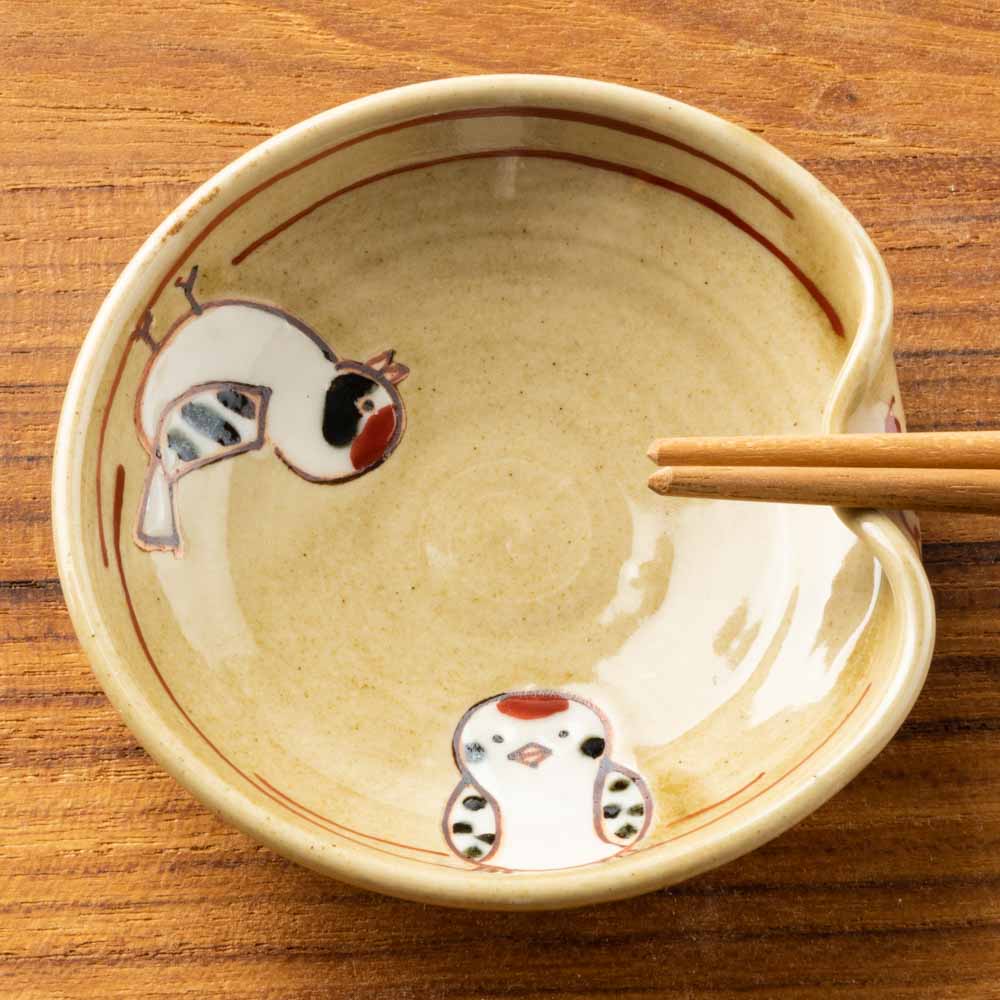 作家　大場紀穂子　はなれ雀豆皿兼箸置き 作家　大場紀穂子 陶磁器作家もの