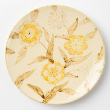 アトリエたき　黄色の花　小皿 アトリエたき 陶磁器作家もの