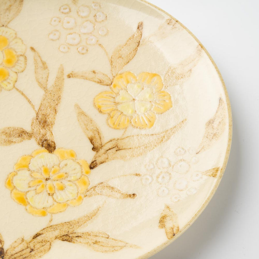 アトリエたき　黄色の花　小皿 アトリエたき 陶磁器作家もの
