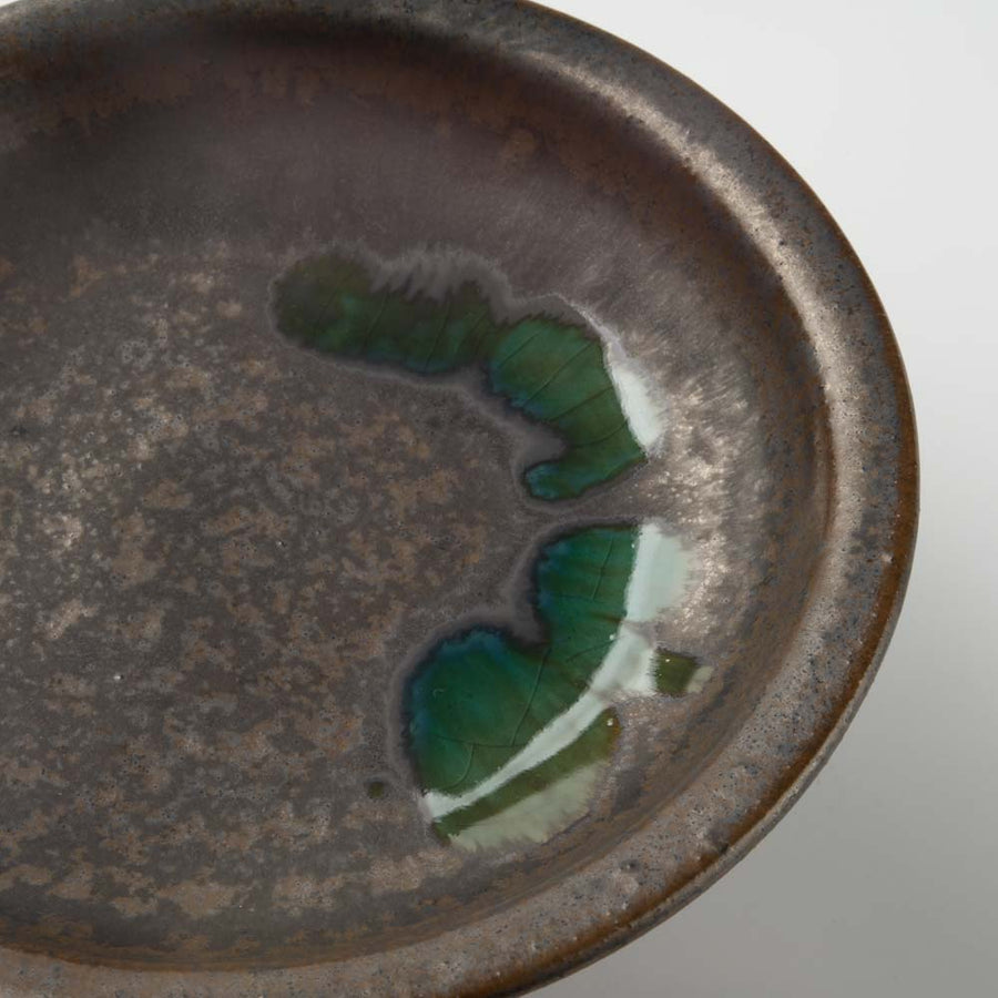 yoshida pottery　高杯皿(S)　さびいろすす yoshida pottery 陶磁器作家もの
