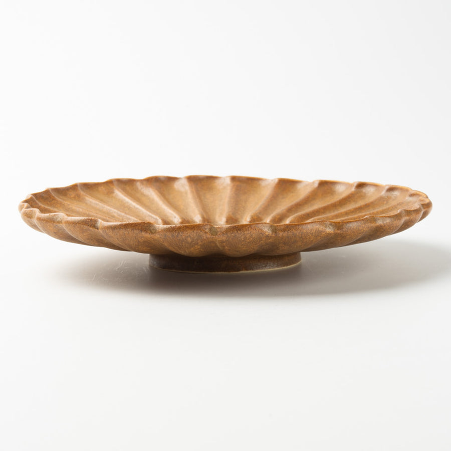 yoshida pottery　輪花皿　さびいろこはく yoshida pottery 陶磁器作家もの