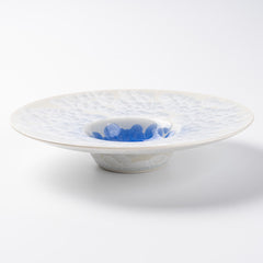 京焼・清水焼 陶あん　花結晶　リム皿（青白） 京焼・清水焼 陶あん 京焼・清水焼