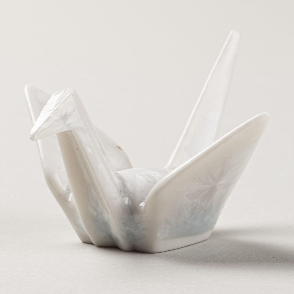 京焼・清水焼 陶あん　花結晶　折鶴型箸置き（白）