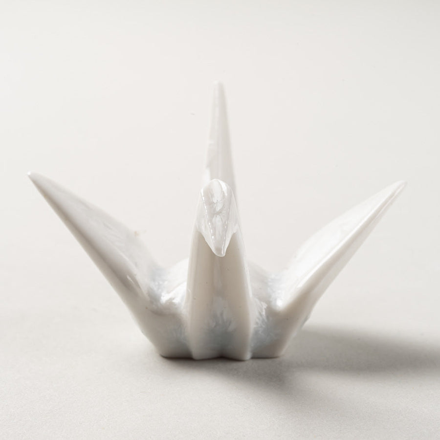 京焼・清水焼 陶あん　花結晶　折鶴型箸置き（白）