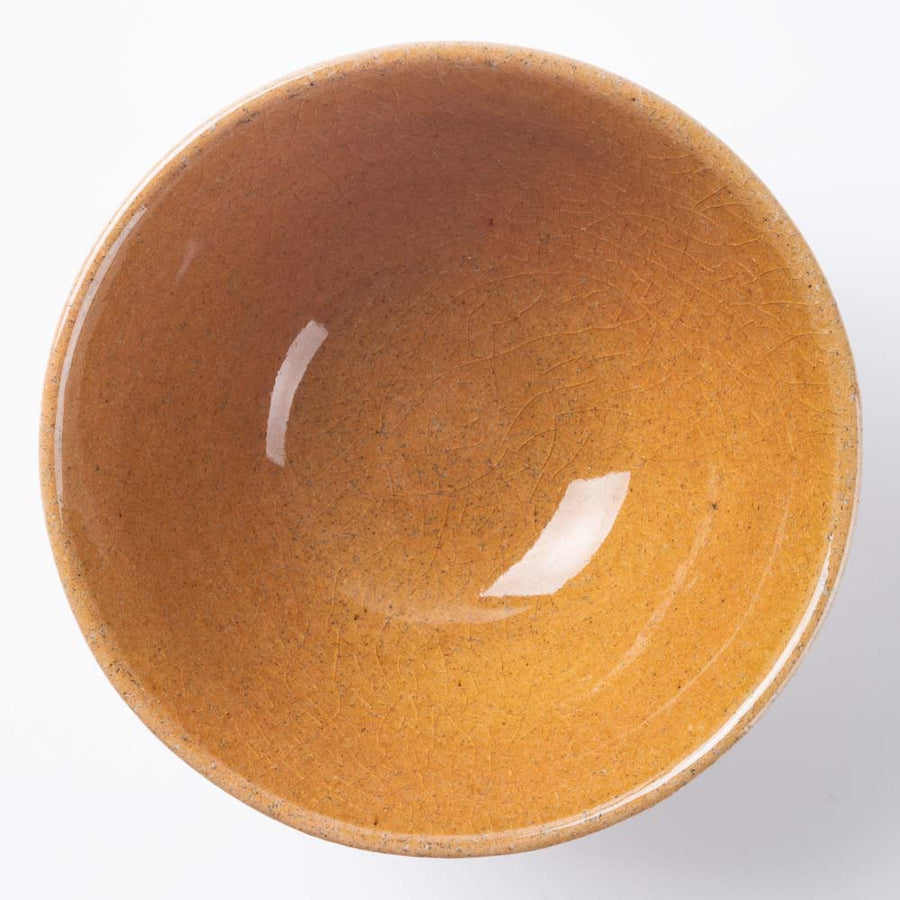 美濃焼　正陶苑　櫛目塗分 高台茶碗　くり　茶色土