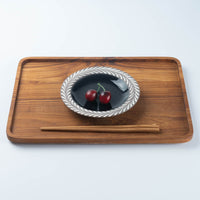美濃焼　祐山窯　ロリエ　リムプレート（皿）小　ブラウン/ネイビー