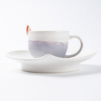atelier POMME　ハートモチーフコーヒーカップ＆ソーサー　紫マット atelier POMME 陶磁器作家もの