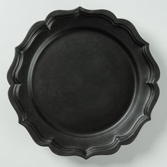 臼杵焼　稜花リム皿 L（黒釉） 臼杵焼　USUKIYAKI研究所 臼杵焼