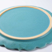 アトリエ野恵　ロココリム皿L（ブルーグリーン） アトリエ野恵 陶磁器作家もの