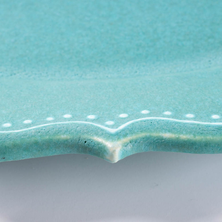 アトリエ野恵　ロココオーバル皿L（ブルーグリーン） アトリエ野恵 陶磁器作家もの