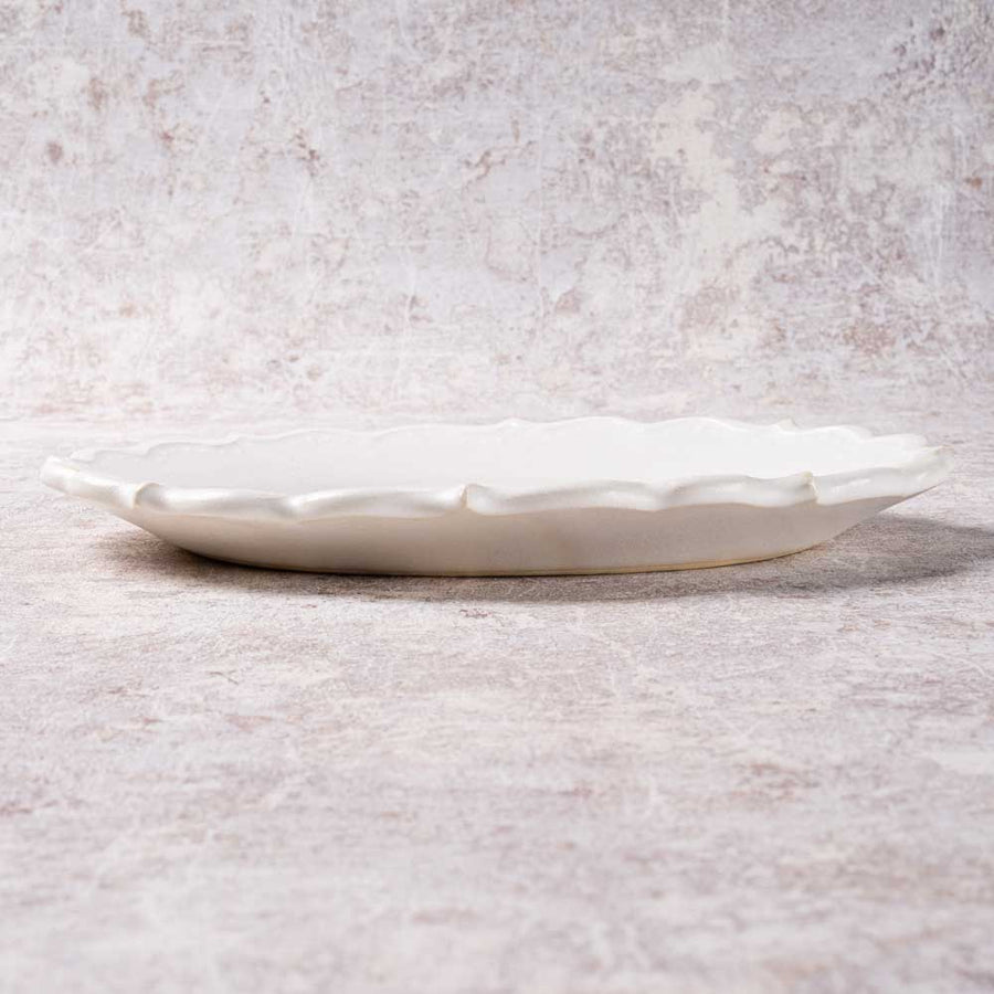 アトリエ野恵　ロココオーバル皿S（ホワイト） アトリエ野恵 陶磁器作家もの
